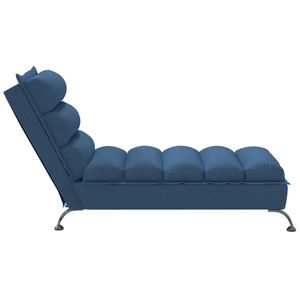 Chaise longue en tissu 100% polyester bleu, en contreplaqué avec acier chromé - Mobilier d'extérieur et d'intérieur haut de gamme - Product Image 5