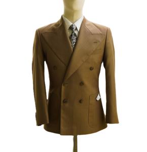 Trajes de negocios de 2 piezas de lana 100% Unisex, doble botonadura, manga larga, cuello en V, clásico, ajustado, plisado, frontal, transpirable, de talla grande - Product Image 1