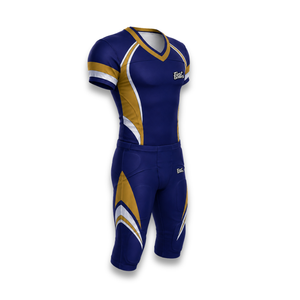 Custom Men's <b>Padded</b> American Football jersey and Pants Blue Gold White Sublimated Athletic Fit Elastic Waist All Seasons - Product Image 4