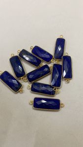 Coszcalt Exports Lapis Lazuli Double Bail Bar Connector Vintage Gold-Plated Sterling <b>Silver</b> Bezel Setting <b>Charm</b> Pendant Party - Product Image 4