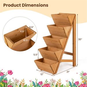5 Tier Vertical Raised Garden Bed Fir Wood Ladder <b>Stand</b> for <b>Vegetables</b> Herbs Flowers-Planters and Flower Pots - Product Image 5
