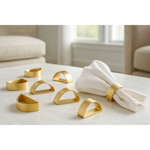Anneaux de serviette de luxe dorés faits à la main, modernes, durables, écologiques, de qualité supérieure, personnalisables avec logo et marque, pour mariage - Product Image 1