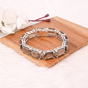 Pulsera de tenis de lujo de cuarzo ahumado natural y plata de ley 925 para regalo de boda o fiesta unisex - Product Image 1