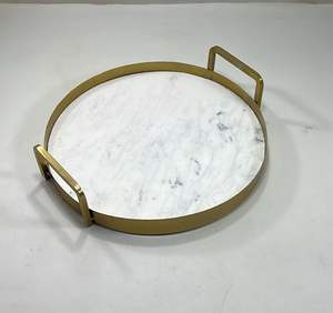 Plateau de service de luxe en marbre écologique avec poignée, idéal pour les fêtes de Noël, la restauration, les restaurants et les hôtels – Vente chaude - Product Image 6