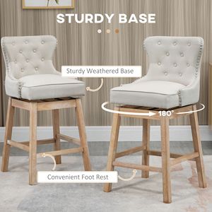 Set di 2 Sgabelli da Bar Moderni Bianco Crema, Eleganti con Finitura Anticata e Borchie, Schienale Curvo, Struttura in Legno, per Cucina e Bar di Casa - Product Image 4