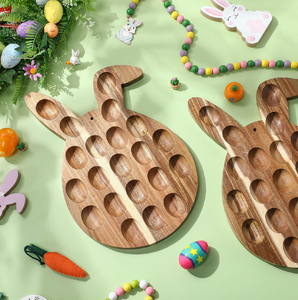 Wood Deviled Egg Platter With 12 <b>Cups</b> Round Manual Egg Tools Convenient Design Wood Deviled Egg Holder Tray - Product Image 6
