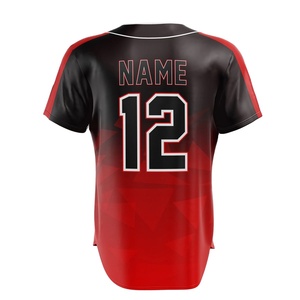 Camiseta de Béisbol Personalizada de Secado Rápido, Transpirable, Antibacteriana, Talla Grande, Negra y Roja, con Número y Logotipo del Equipo Personalizados - Product Image 5