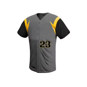 Men's Baseball Uniform Set Gray Black Yellow V-Neck Jersey Pants Sublimated Print Moisture Wicking All Seasons Adult Size - Product Image 2