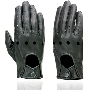 ถุงมือขี่มอเตอร์ไซค์หนังวัวสีดำสำหรับผู้ชาย Samroz Sports - Product Image 1