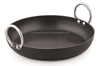 Poêle à frire en fonte à fond épais Kadai/Tavi/Tai pour faire des jalebi, du dal tadka, etc. (12 pouces_Black)