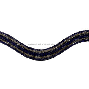 Cinta de 5 filas de diamantes de imitación púrpura y transparente para caballos, accesorio personalizado con botón a presión y cierre de bucle - Product Image 1