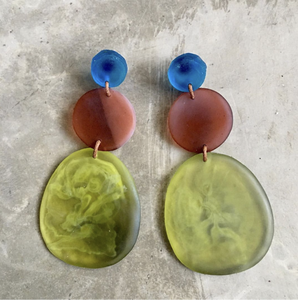 New Style Women's Retro Minimalist Multi-element Copper Resin Pendant <b>Earrings</b> Trendy Fashionable Party <b>Earrings</b> Woman s Use - Product Image 5