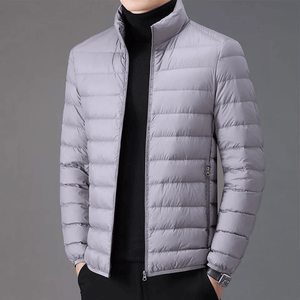 Men's Black Hooded Puffer <b>Jacket</b> Slim Fit Waterproof Windproof Reversible Winter Casual Zipper Closure Polyester Wadding Coat - Product Image 2