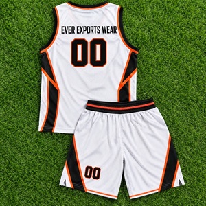 Ensemble de maillots et shorts de basket-ball blancs et orange, nouveau design, uniforme d'équipe personnalisé, vente en gros, vêtements de sport imprimés - Product Image 3