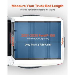 Ford F-150 2021-2025 (incl. modelli) Copertura Rigida Tri-Fold per Cassone Pick-up (Raptor/Lightning) Compatibile con Cassone da 5.5 ft (67.1 Pollici) - Product Image 2