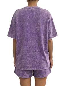 Ensemble 2 pièces décontracté pour femme : T-shirt à manches courtes et short à taille élastique avec cordon de serrage, style vintage urbain, couleur unie, pour le quotidien - Product Image 2