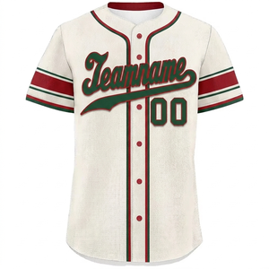 Maillot de baseball personnalisé avec impression sublimée, nom et numéro d'équipe, chemise de sport à boutons, uniforme athlétique crème - Product Image 1