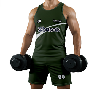 Conjunto de pantalones cortos de verano para hombre, ropa de gimnasio OEM ODM, ropa deportiva con logotipo personalizado, ropa de entrenamiento transpirable que absorbe la humedad - Product Image 6