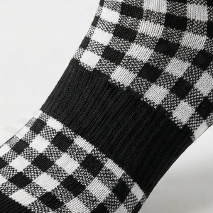 Crew <b>Socks</b> Plaid Pattern Black White Checkered Breathable Knitted Regular Style Adult Casual Wear - Product Image 5