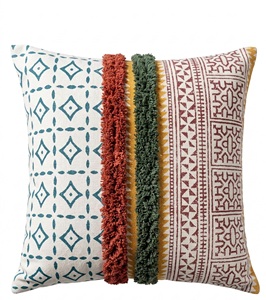 Funda de Cojín con Estampado Tribal Indio, Funda de Almohada de Algodón, Decoración Étnica Boho para el Hogar - Product Image 4