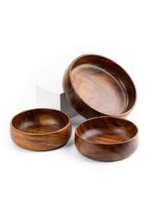 Bol de service en bois artisanal léger de qualité export, idéal pour mélanger les salades et présenter les aliments, provenant d'Inde - Product Image 3