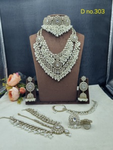 Heavy <b>Bridal</b> Kundan Necklace <b>Set</b> Double Layered Necklace Earrings Damini Nose Ring <b>Set</b> Indian Wedding Fine <b>Jewelry</b> Manufacturers - Product Image 2