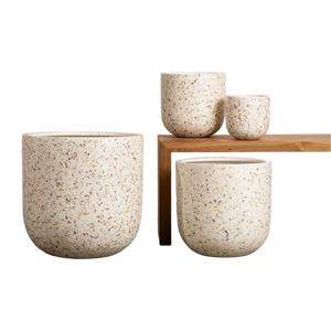 Pot de fleurs en terrazzo moderne de luxe, grand pot en ciment, minimaliste, différentes tailles, pot de jardin intérieur/extérieur, pot de décoration pour la maison - Product Image 1