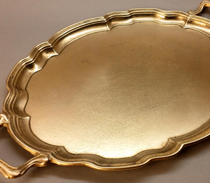 Amazing Premium Quality Sturdy Finished Metal Golden Tray for <b>Home</b> and Kitchen Fancy Decorative Handicraft Serving Tray - Product Image 4