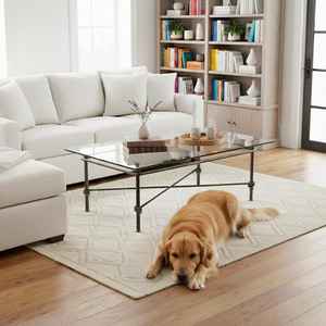 Mesa de Centro de Hierro Forjado Rústica Moderna Hecha a Mano 2026 con Tapa de Cristal Transparente, Mesa de Sala de Estar con Estructura Metálica, Mueble para Frente de Sofá - Product Image 3