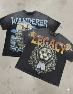 T-shirt Homme 2026 Effet Usé Délavé au Soleil et à l'Acide |   Tissu en coton tissé surdimensionné et ample |   Impression numérique OEM, style streetwear, séchage rapide - Product Image 5