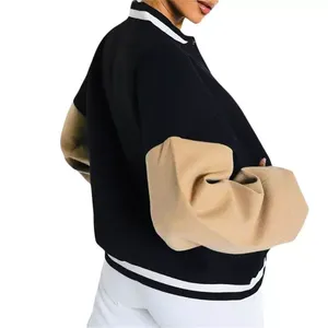 Unisex Solid Plain Dyed Breathable Quick Dry Regular Winter 100% Cotton Customized Embroidery Patch <b>Varsity</b> <b>Jacket</b> - Product Image 2