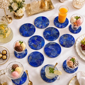 High Quality Eco-Friendly Modern Resin Oval Mats Pads <b>Green</b> Gold Leaf Design 400mm Diameter 5mm Thick Stocked Home Wedding Cafe - Product Image 5