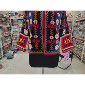 Chaqueta de terciopelo floral bordada a mano para mujer, cuello mandarín, manga tres cuartos, estilo étnico de otoño, regalo para ella - Product Image 5