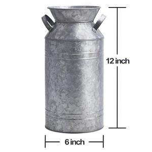 Modern <b>Vintage</b> Flower <b>Vase</b> Top Selling Galvanized Metal Iron Milk Can for Home Decoration - Product Image 5