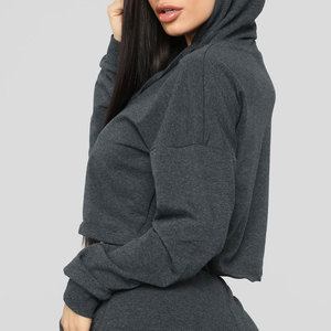 Sudadera con Capucha Corta Personalizada para Mujer, Estilo Casual, de Algodón y Felpa, para Uso Diario, MOQ Bajo - Product Image 4