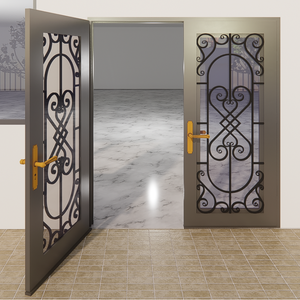 Porte d'entrée de sécurité en fer forgé de luxe, porte d'entrée en acier et verre sur mesure, porte d'entrée extérieure moderne pour villa et maison résidentielle - Product Image 4