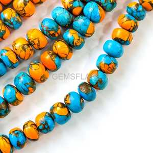 Cuentas de Turquesa Oyster Copper Lisas en Forma de Rondelle de 8-10MM, Hilo de Cuentas de Turquesa Mohave para Fabricación de Joyas, Venta al por Mayor a Granel - Product Image 2