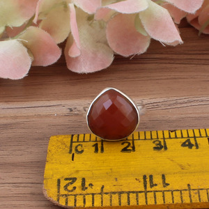 Wholesale Red Onyx Gemstone <b>Ring</b> Bezel Setting Sterling <b>Silver</b> Simple Minimalist Classic Wedding Engagement <b>Ring</b> - Product Image 4