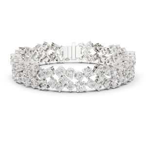9Kt White <b>Gold</b> Round Diamond Bracelet 90 Stones 14.45Ct Luxury Designer Statement Bracelet Elegant Bridal Party Wear Jewelry - Product Image 1