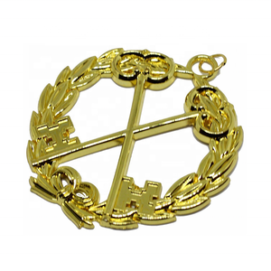 Colgante de Regalia Fraternal para Secretario Masónico, Joya de Metal Dorado y Cuero, para Oficial Secretario Masónico - Product Image 3