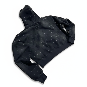 Sweat-shirt à capuche surdimensionné pour homme, avec logo personnalisé imprimé à l'écran et strass sur toute la surface, 100% coton molletonné. - Product Image 2