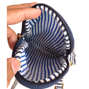 Sac bandoulière en coton imprimé au bloc de Jaipur de qualité supérieure, motif géométrique, fermeture éclair, sangle unique, écologique, pour téléphone portable, usage quotidien - Product Image 4