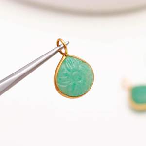 Colgante de Flor de Amazonita Natural Tallado a Mano, Colgante de Piedra Preciosa, Joyería de Plata Esterlina 925, Colgante de Corazón para Creación de Joyas, 12mm - Product Image 4