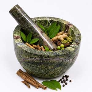 Mortier et pilon en marbre naturel, bol en pierre polie, mortier de broyage écologique au design moderne pour cuisine, épices, sauces et décoration - Product Image 3