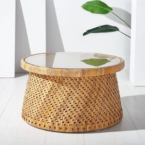 Mesa de Centro Decorativa de Ratán Tejida a Mano, Perfecta para Hoteles, Cafeterías, Resorts e Interiores de Casas Contemporáneas - Product Image 1