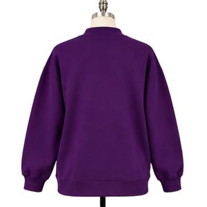 Sweat-shirt surdimensionné violet foncé pour femme avec imprimé graphique « Strong Girl » blanc, col rond, manches longues, style décontracté streetwear - Product Image 2
