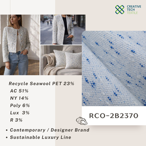 RCO-2B2370 Lana de mar reciclada PET/AC/NY/Poly/Lux/R=23/51/14/6/3/3 Y/D, Chenilla de lujo de moda hecha con mezcla de lana de mar reciclada sostenible - Product Image 2