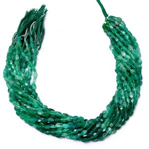 Perles d'onyx vert ovales facettées 7x5mm, pierres précieuses naturelles multicolores en onyx vert pour la fabrication de bijoux, 13 pouces - Product Image 1
