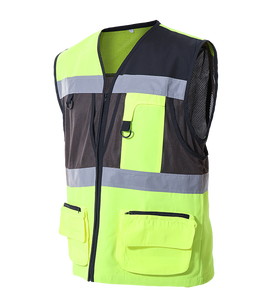 Gilet de sécurité haute visibilité réfléchissant, vêtement de travail en polyester unisexe, uniforme d'été pour agents de sécurité, design à panneaux en maille, multifonctionnel - Product Image 2