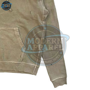 Sudadera con Capucha de Manga Larga con Efecto Desgastado, Personalizada, de Algodón Mezclado, Diseño Exclusivo para Hombre - Product Image 5